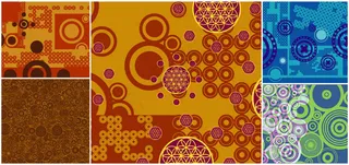 彩色圆环图案古典矢量素材