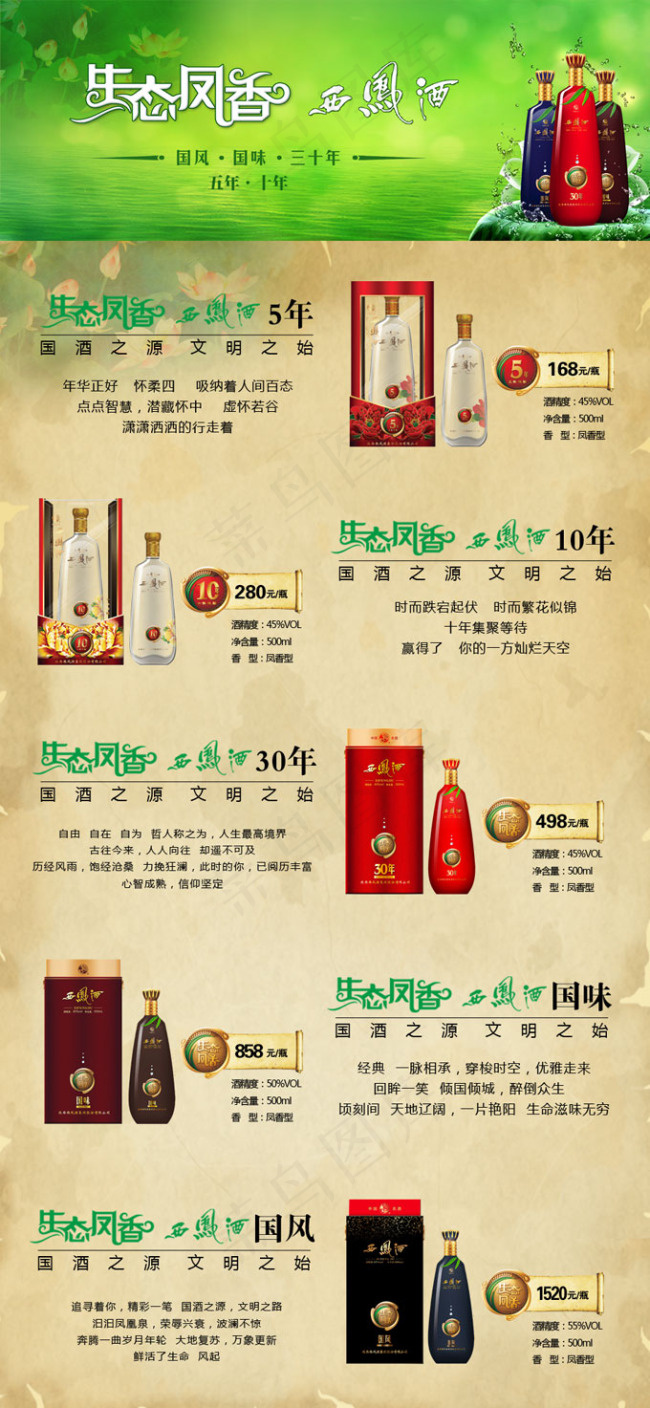 西凤酒淘宝专题页面PSD分层素材psd模版下载