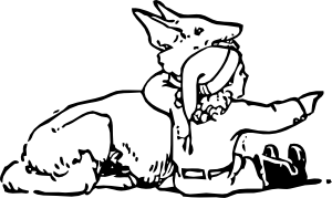 孩子和狼的外形的剪辑艺术