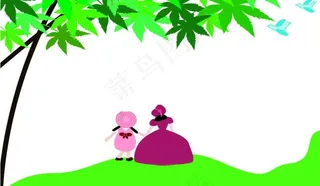 枫叶儿童矢量背景图图片