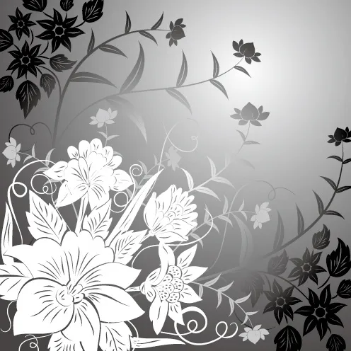 黑白花eps,ai矢量模版下载