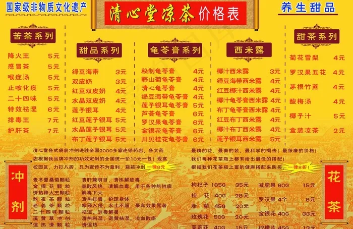 清心堂 价格表图片psd模版下载