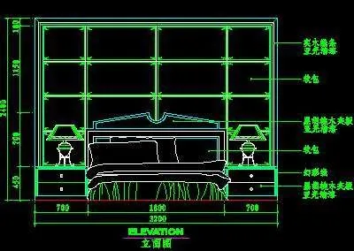 床屏详图、床图块、床屏cad土块素...
