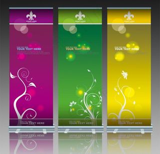 紫色背景植物易拉宝设计模板下载（展...