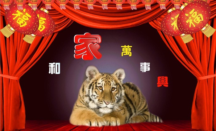 虎年全家福图片