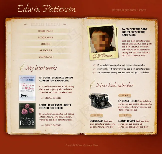 复古风格网页psd模板psd模版下载