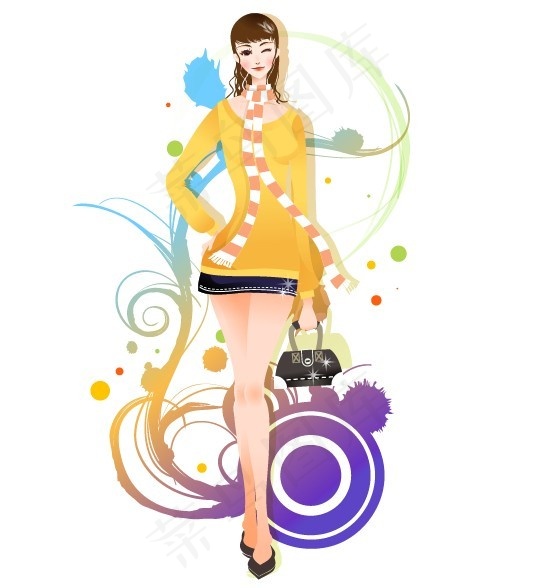 提着手包的女生ai矢量模版下载