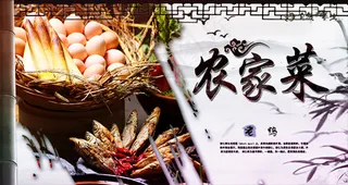 农家菜菜谱菜单海报展板设计PSD模...