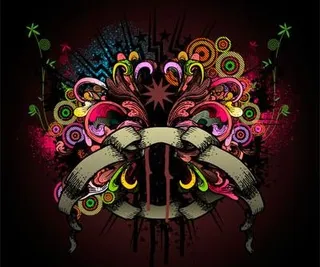 潮流花纹飘带矢量素材