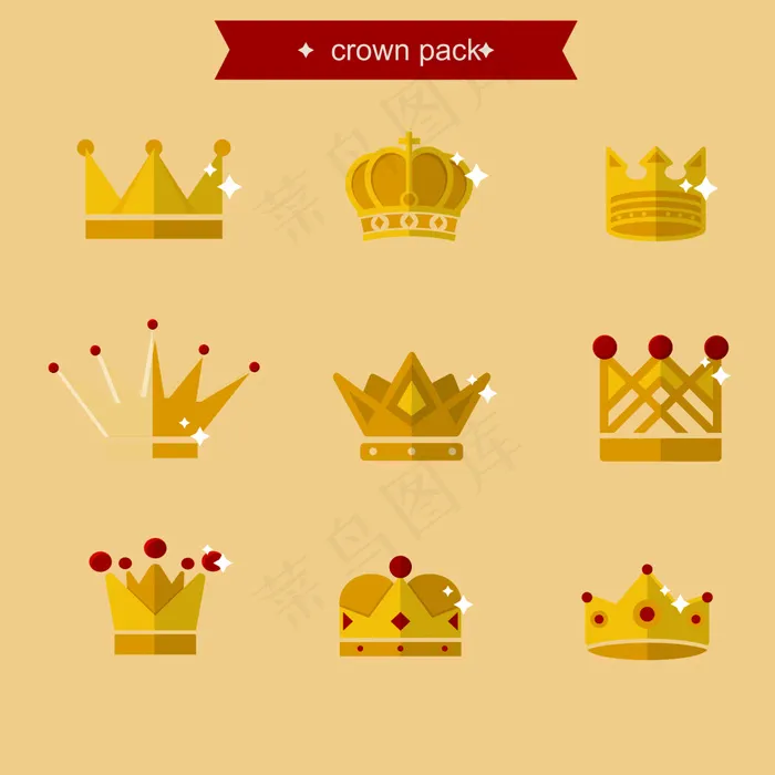 9款创意金色皇冠矢量cdr矢量模版下载