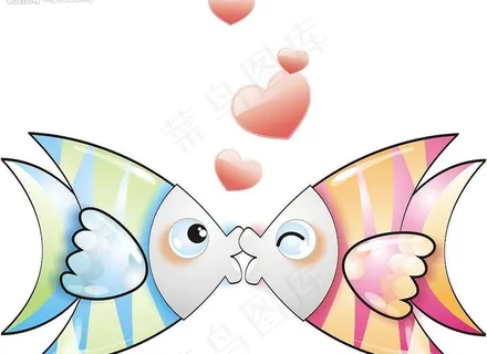卡通接吻鱼图片