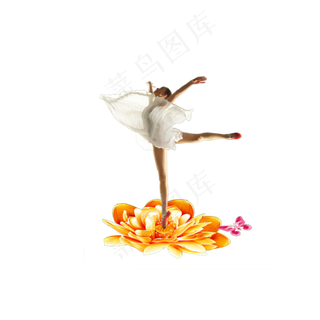 手绘水彩芭蕾舞者PNG透明背景免扣...