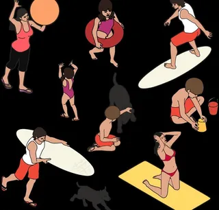 海滩旅游度假人物图片