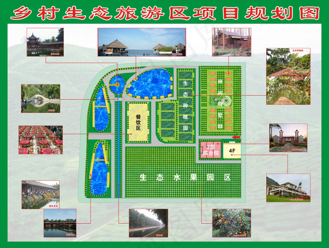 乡村生态旅游区项目规划图(210X297)cdr矢量模版下载