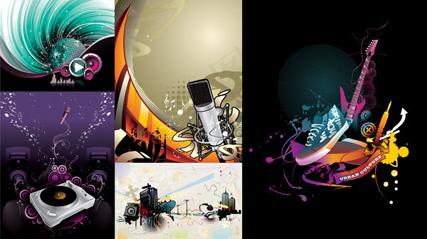 5款潮流音乐插画矢量素材