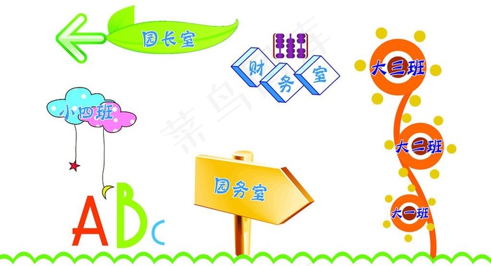 卡通指示牌图片psd模版下载