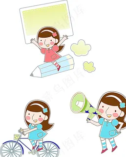 卡通儿童 自行车 喇叭图片