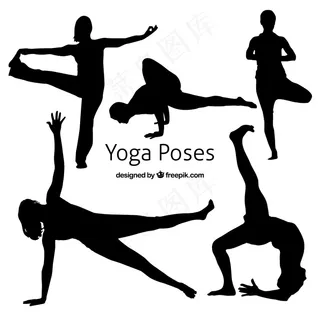 瑜伽姿势的剪影