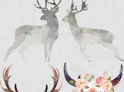 森系林麋鹿剪影高清PNG透明免扣素... 森系林麋鹿剪影高清PNG透明免扣素...