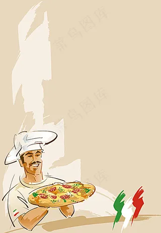 厨师披萨海报背景图片