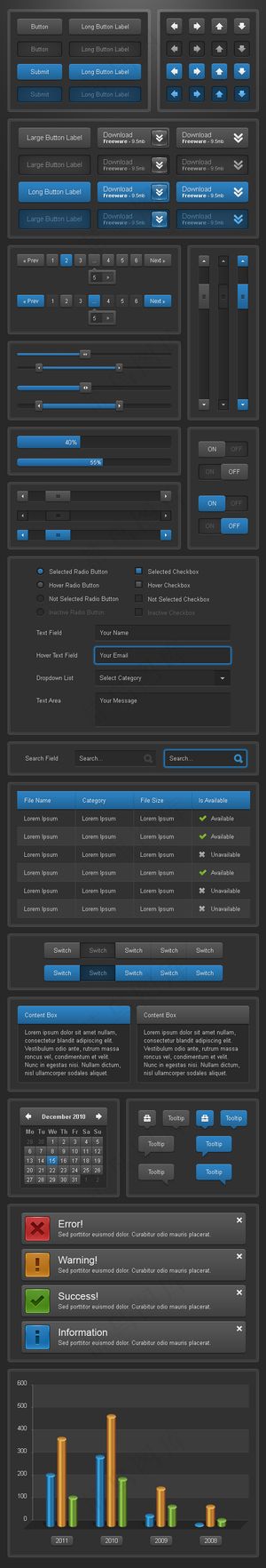 蓝黑色网站导航按键全站配套素材