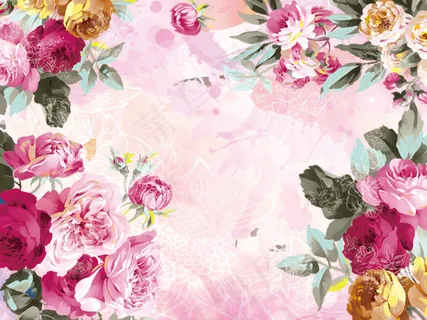 粉色花婚礼签到背景