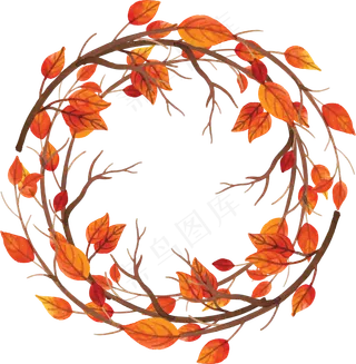 手绘风秋天落叶边框