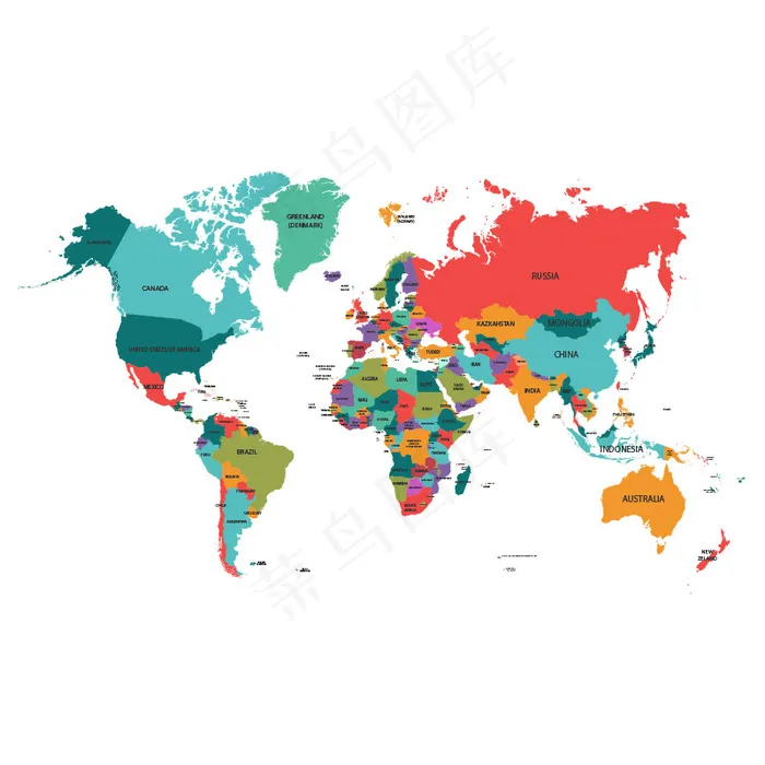 世界政治适量地图含psdai矢量模版下载