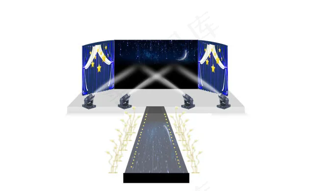婚礼蓝色星空仪式区psd模版下载