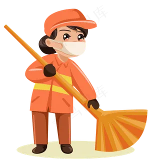 卡通劳动节扁平系职业人物之保洁卡通劳动节扁平系职业人物之保洁,免抠元素