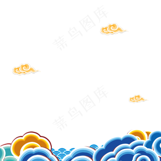 祥云彩云中国风喜庆蓝色,免抠元素