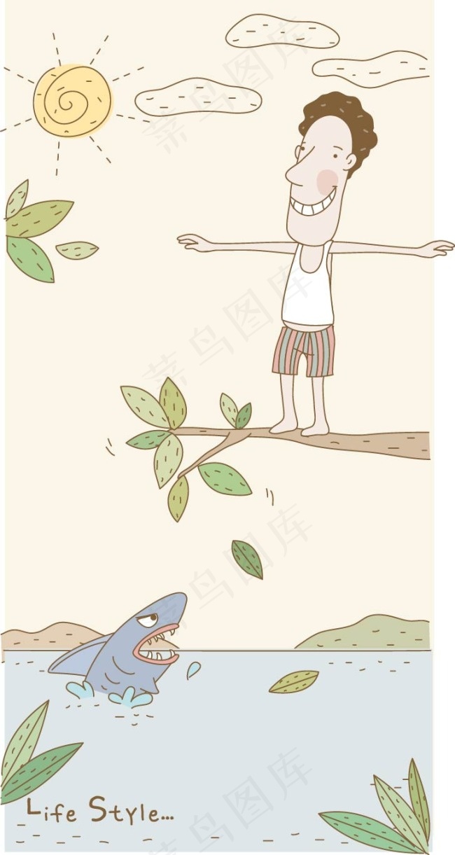 走树枝的男人ai矢量模版下载