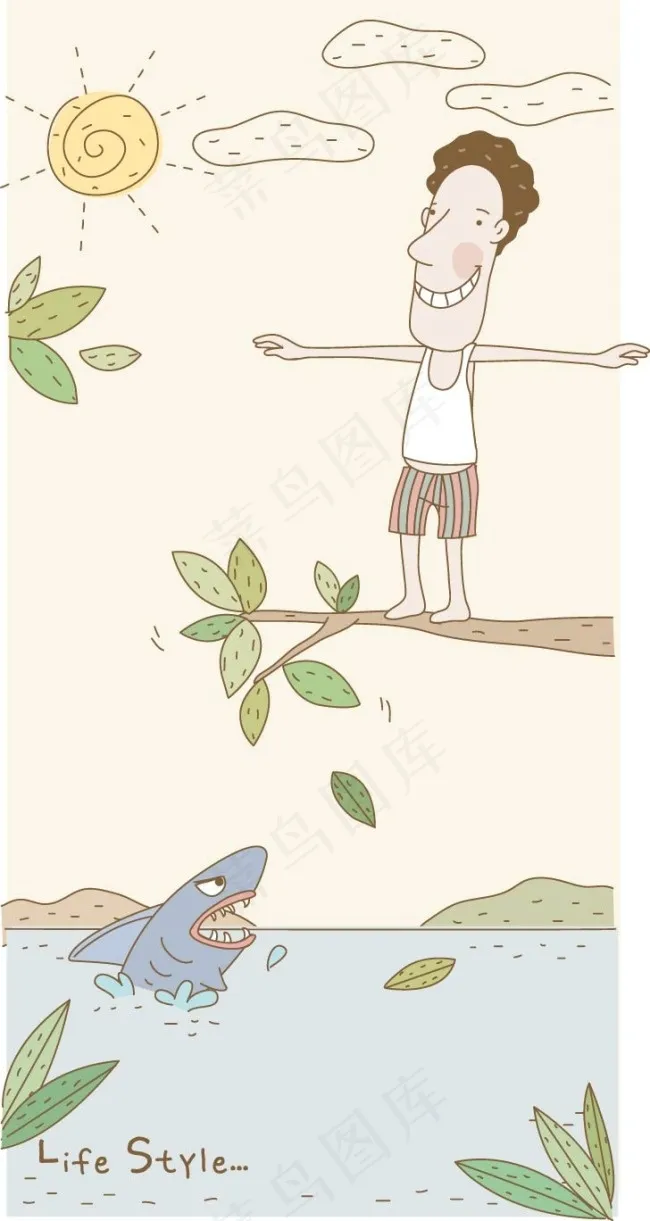 走树枝的男人ai矢量模版下载