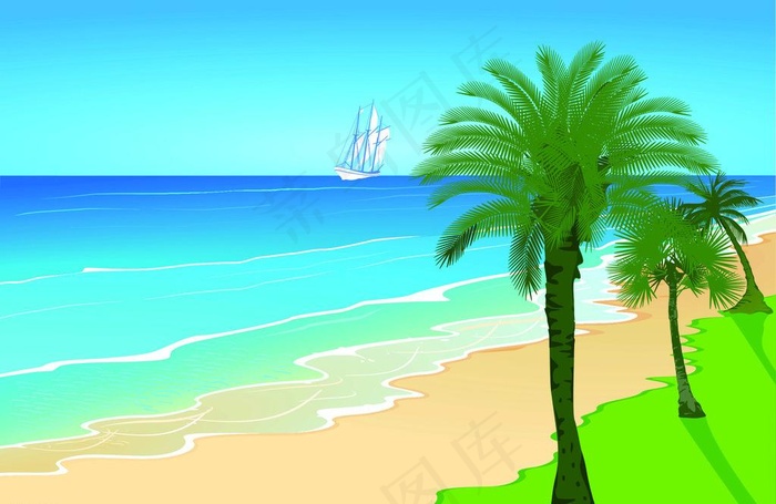 夏日海滩图片cdr矢量模版下载