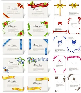 丝带装饰卡片请柬背景矢量素材