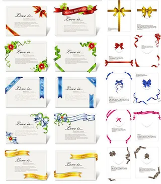 丝带装饰卡片请柬背景矢量素材