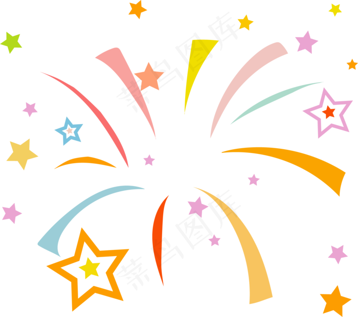庆祝春节元旦新传装饰星星烟花PNG,免抠元素(1713*1517px 300 dpi )ai矢量模版下载