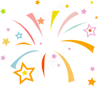 庆祝春节元旦新传装饰星星烟花PNG,免抠元素