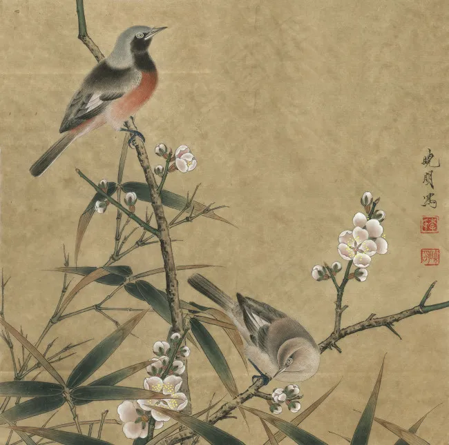 古画梅花竹雀
