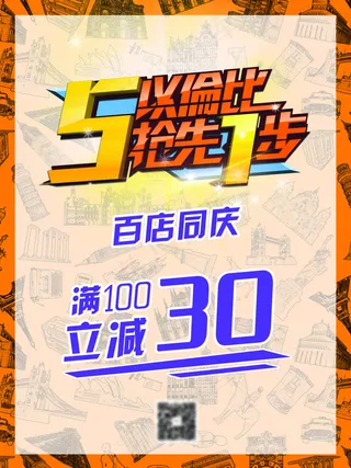 五一店庆满减海报