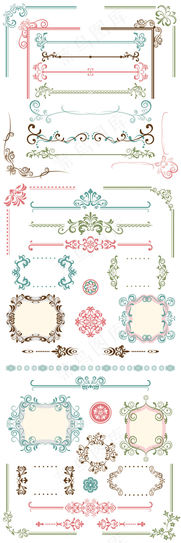 淡雅的花纹边角——矢量素材