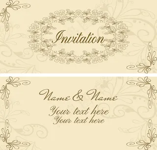 黄色花纹婚礼卡片模板下载