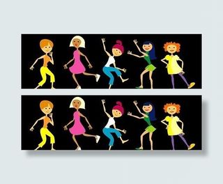 可爱卡通女孩矢量素材