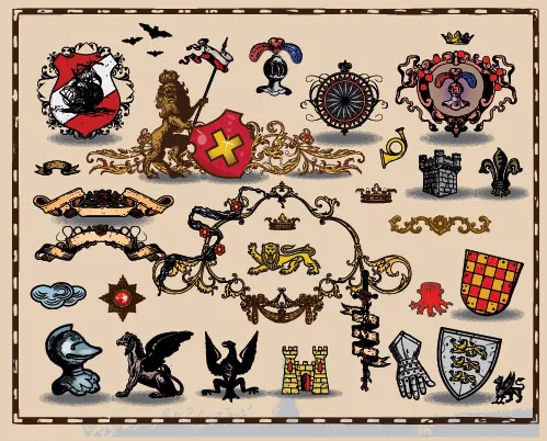 纹章条幅天马盾牌布告板矢量素材eps,ai矢量模版下载