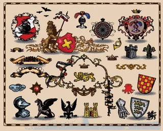 纹章条幅天马盾牌布告板矢量素材