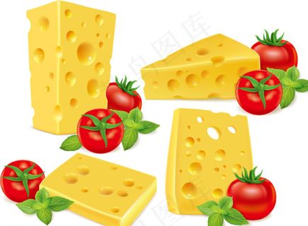 卡通奶酪和西红柿矢量素材图片