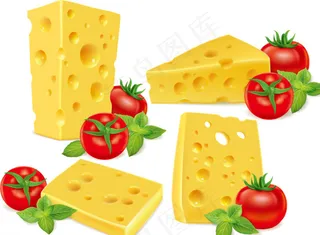 卡通奶酪和西红柿矢量素材图片