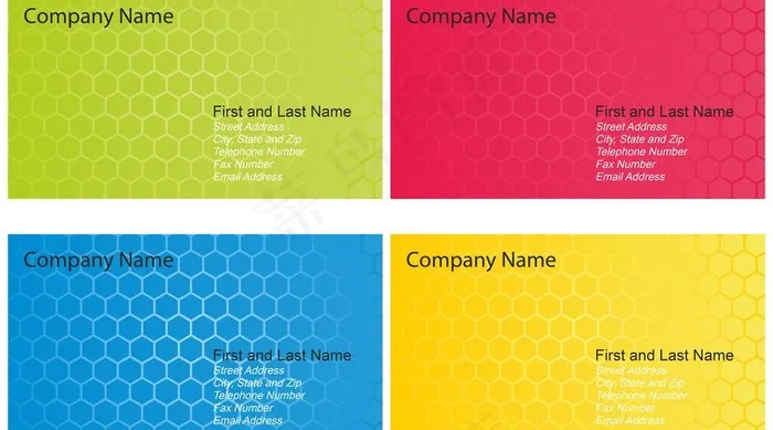 四色名片蜂窝背景图片eps,ai矢量模版下载