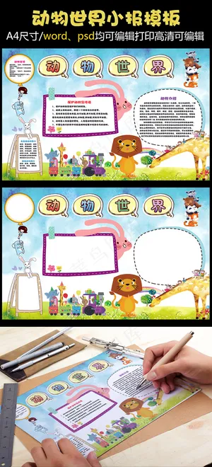 可爱动物世界手抄报