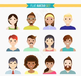 12款卡通人物头像设计矢量素材